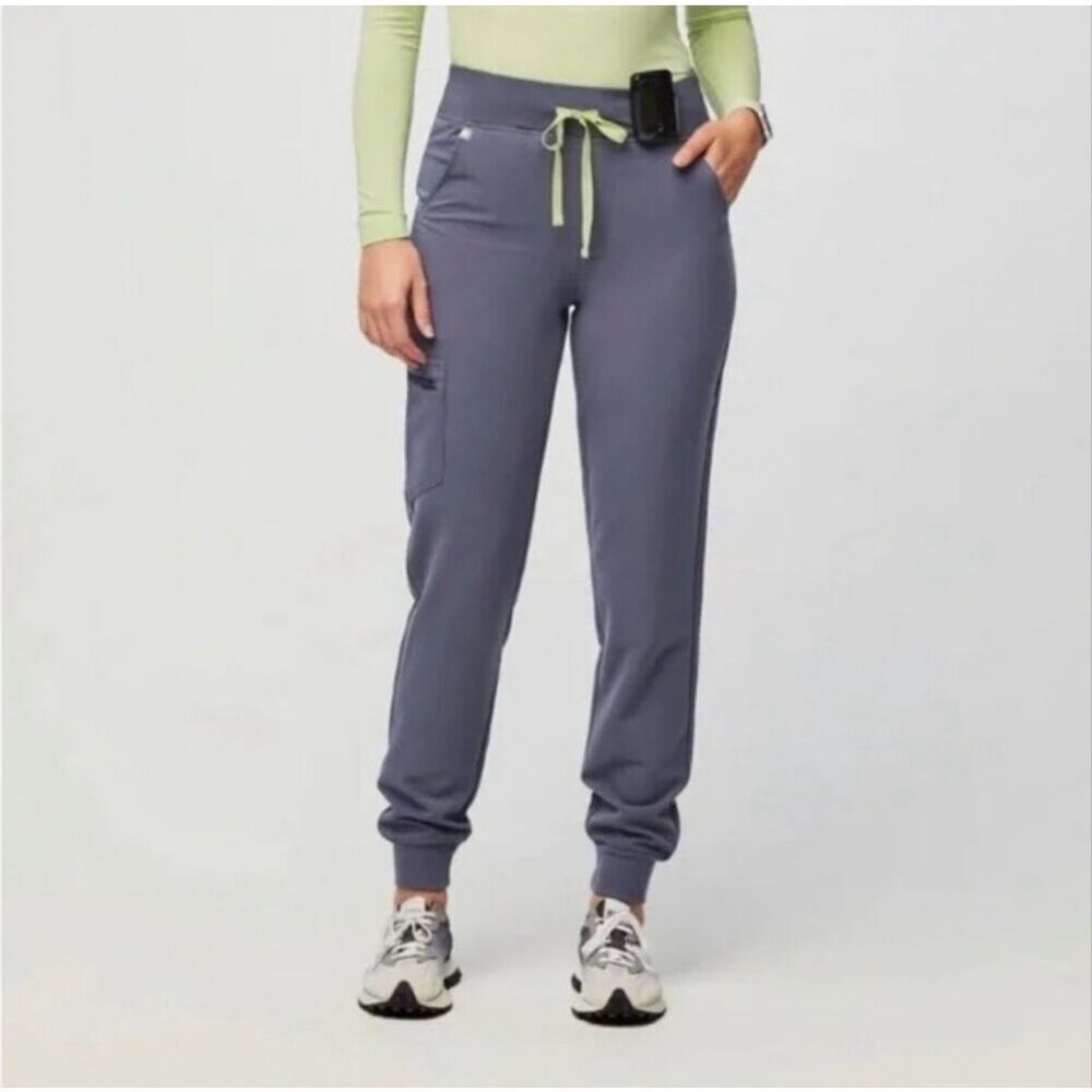 FIGS Zamora High Waisted Jogger Scrub Pants Large Blue Technical Collection